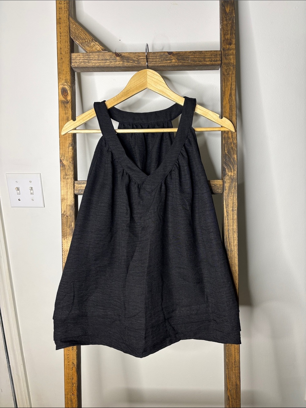 SHEIN Black V-Neck Halter Tank Top Size L